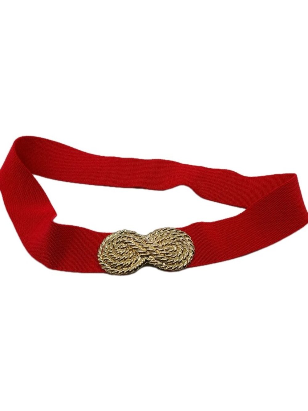 Elastic Red Belt Gold Tone Metal Buckle Women’s Stretch Waist Retro